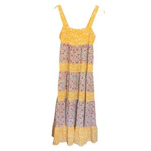 BB Dakota Lemon Drop Tiered Floral Maxi Dress Size 0